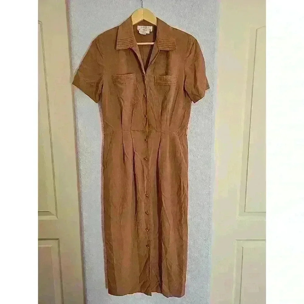 Orvis Brown Button-Front Maxi Dress